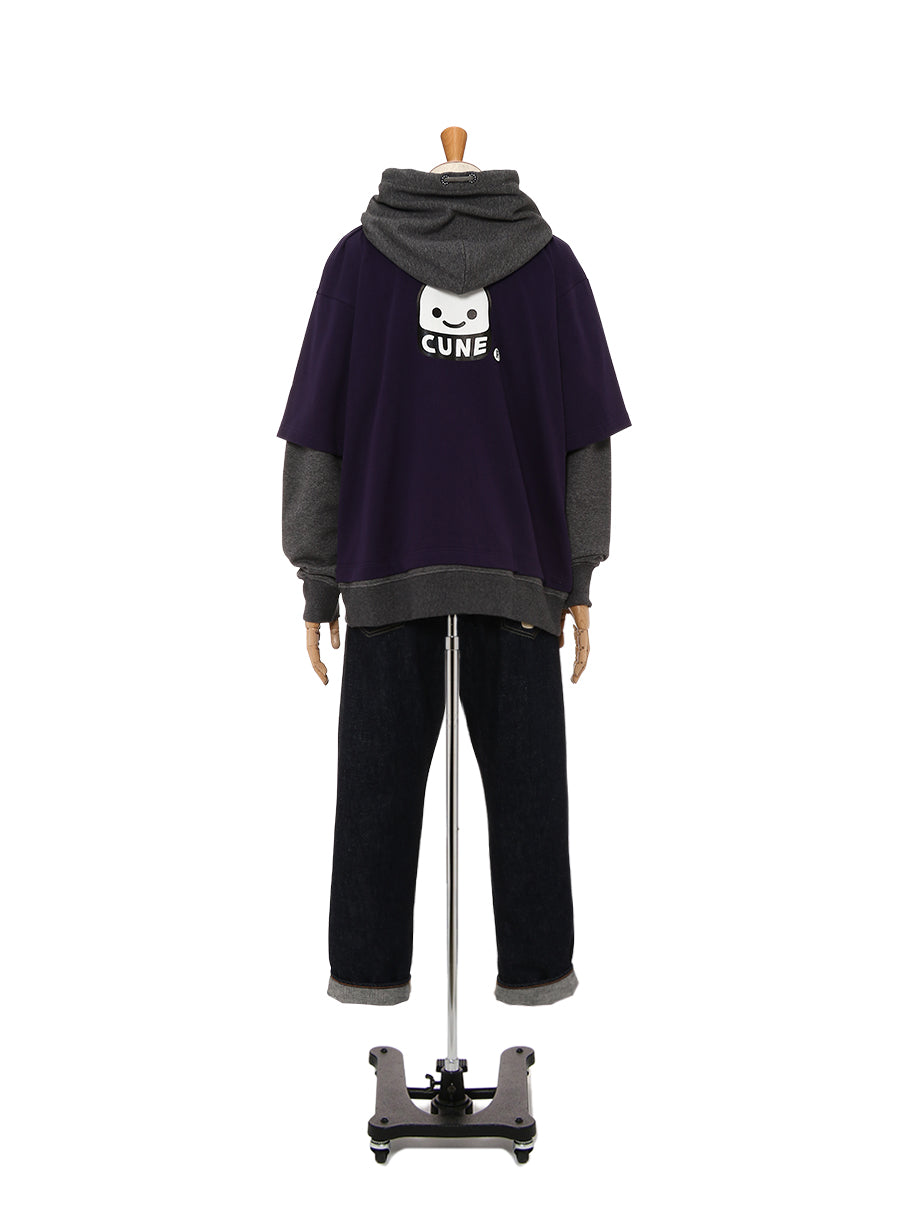 Tシャツを重ね着パーカー