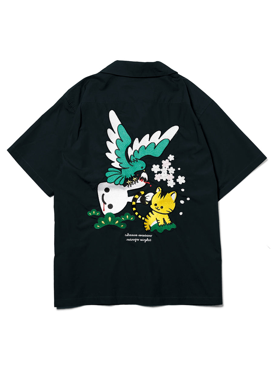 クーちゃんシャツ 長袖 シャツ FAT ANIMALS クジラ 切り替え トップス シャツ レギュラー