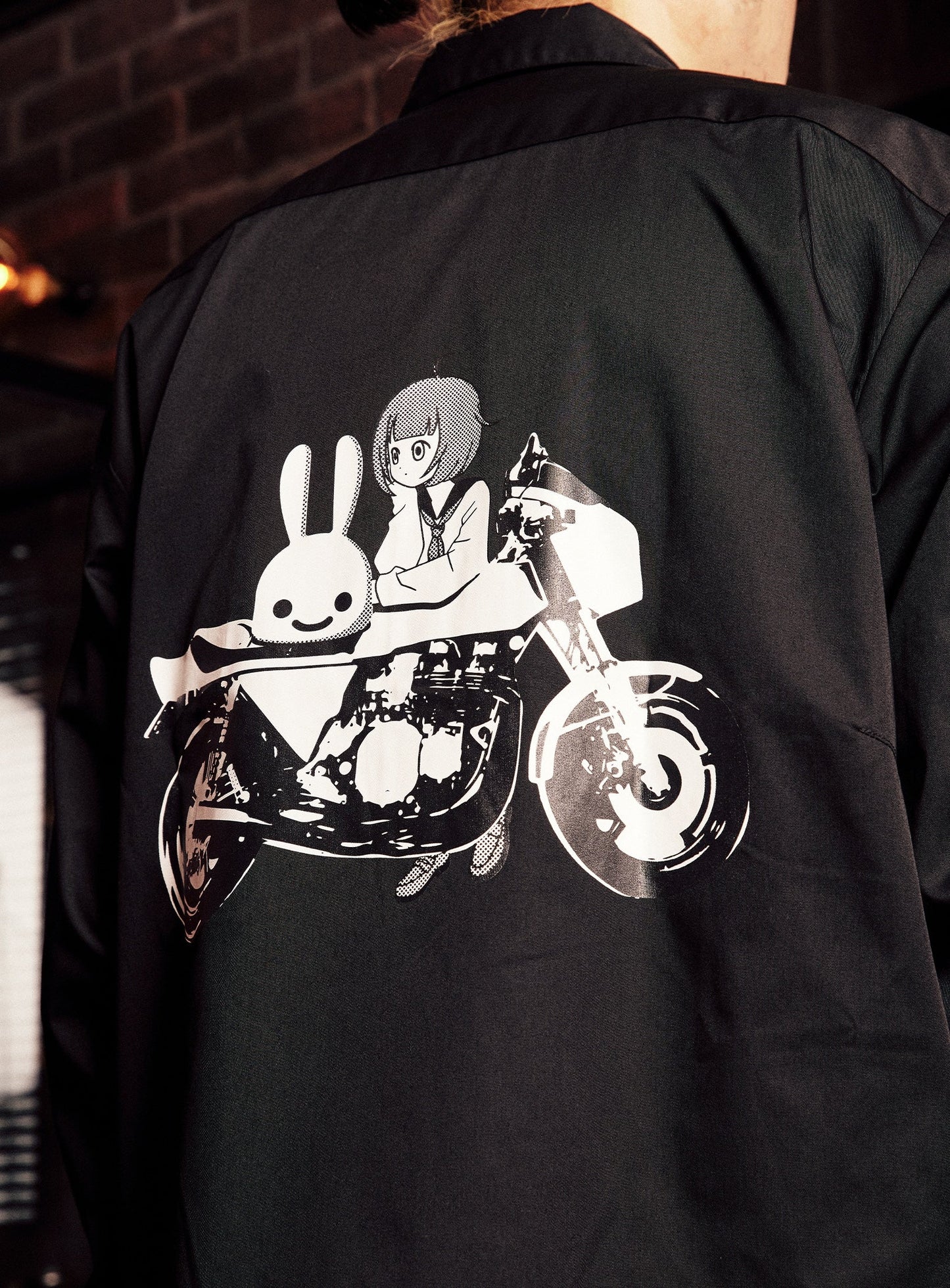 ロングスリーブワークシャツ バイクと女の子