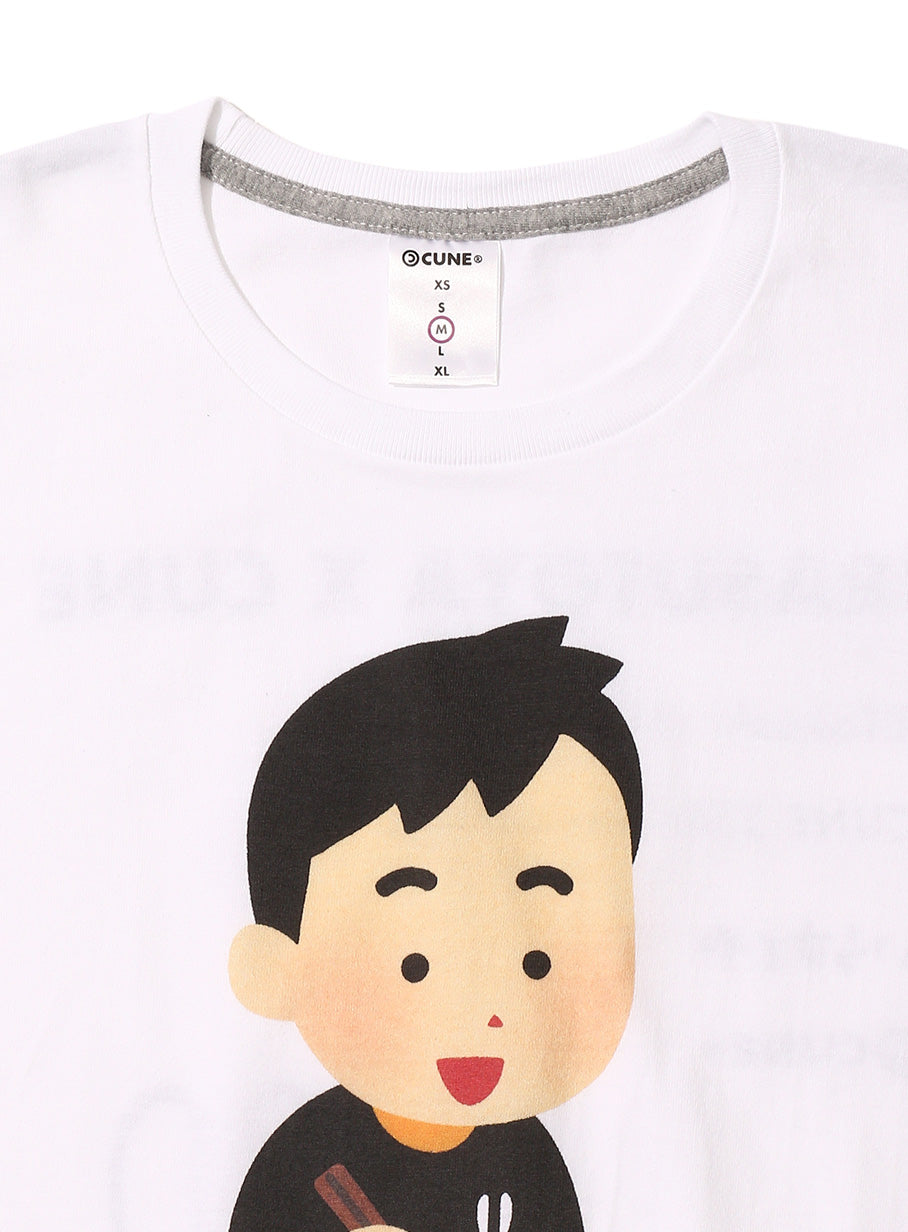 25th COLLAB T-SHIRTS いらすとや ラーメンの油をまとめる人のイラスト