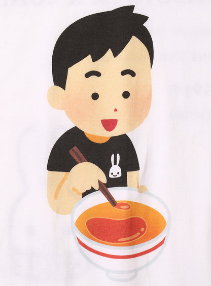 25th COLLAB T-SHIRTS いらすとや ラーメンの油をまとめる人のイラスト
