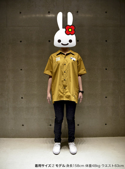 ネズミとパンダの刺繍の開襟シャツ