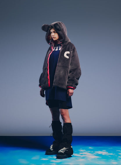耳付きファーブルゾン