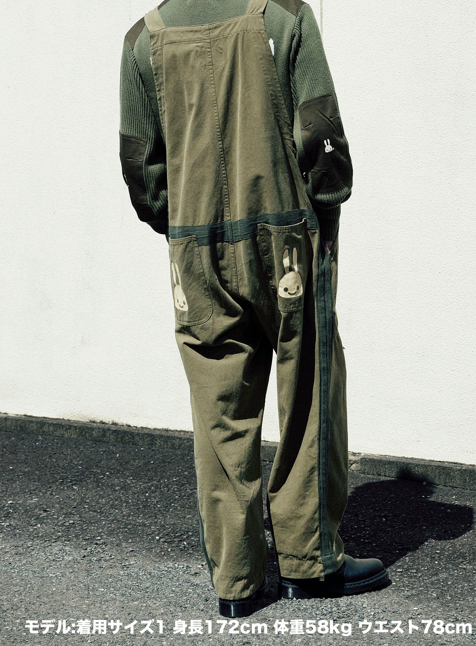CUNE ブラックオーバーオール サイズ1 CUNE RELAX WORK WEARミリタリー風オーバーオール