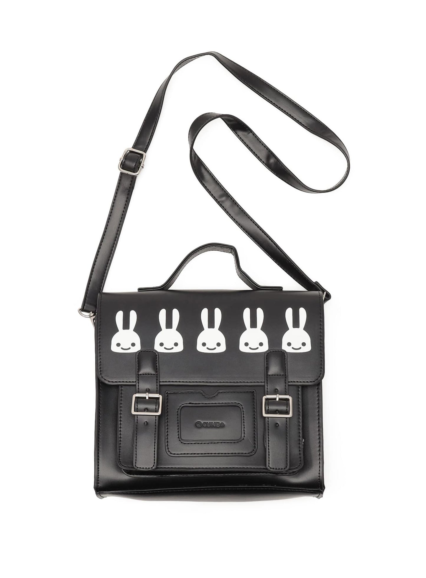 合皮の四角いフラップバッグ S