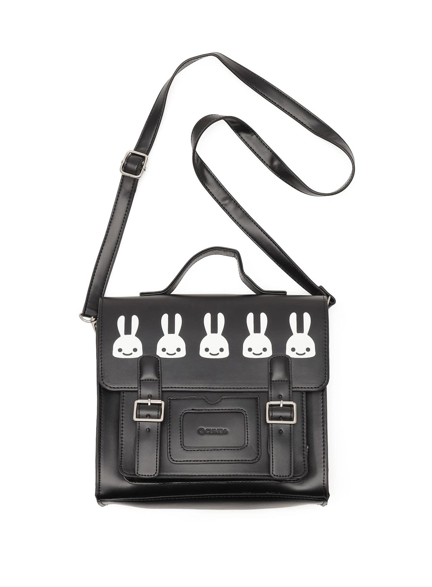 合皮の四角いフラップバッグ S