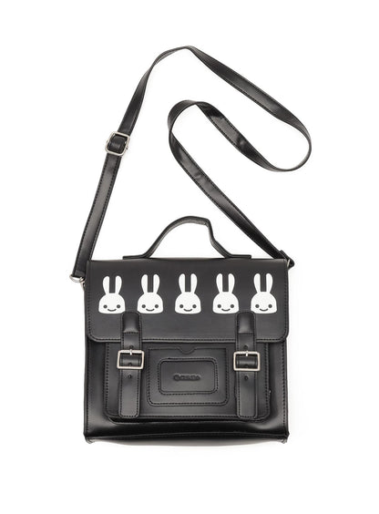 合皮の四角いフラップバッグ S