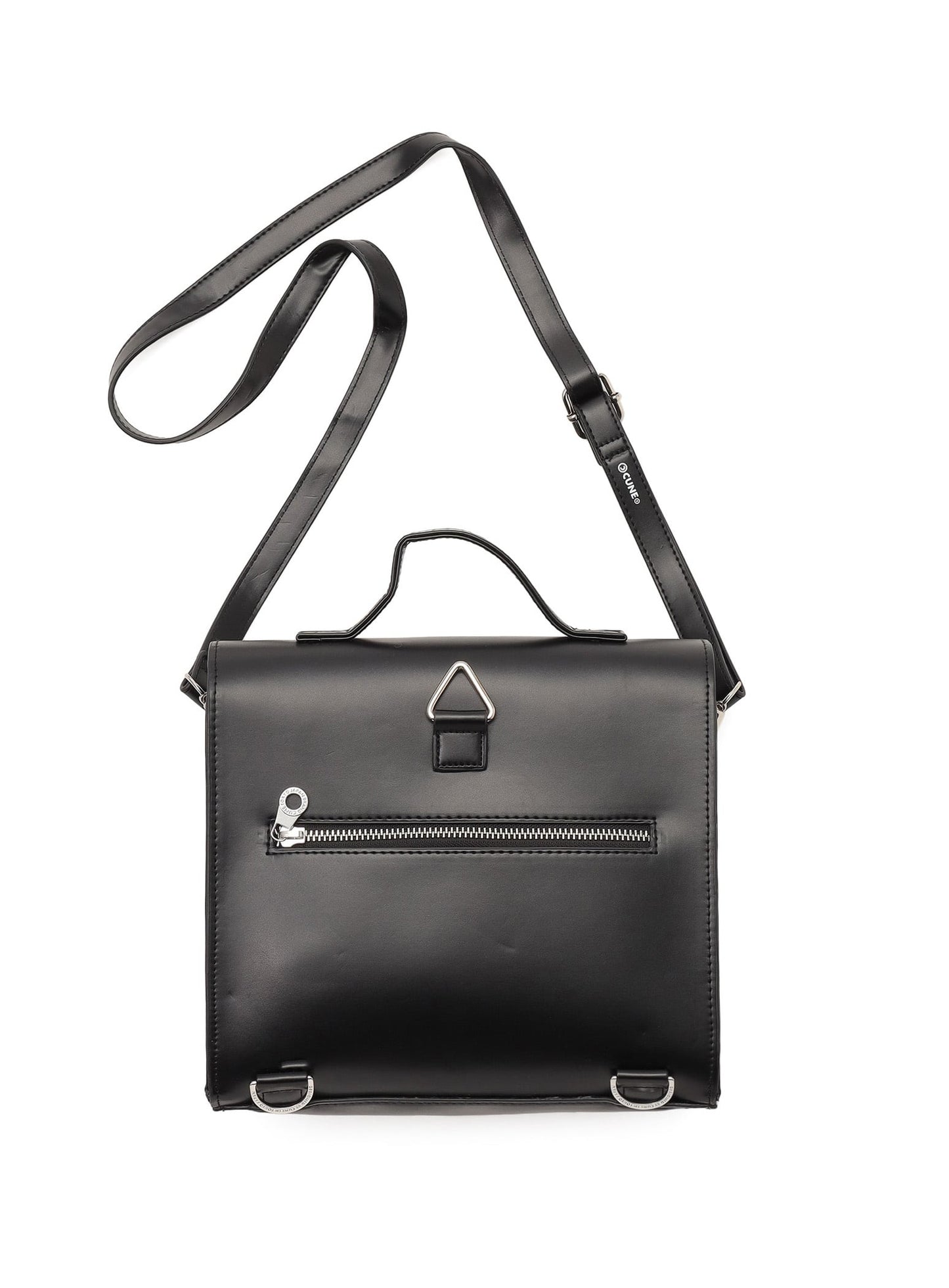 合皮の四角いフラップバッグ S