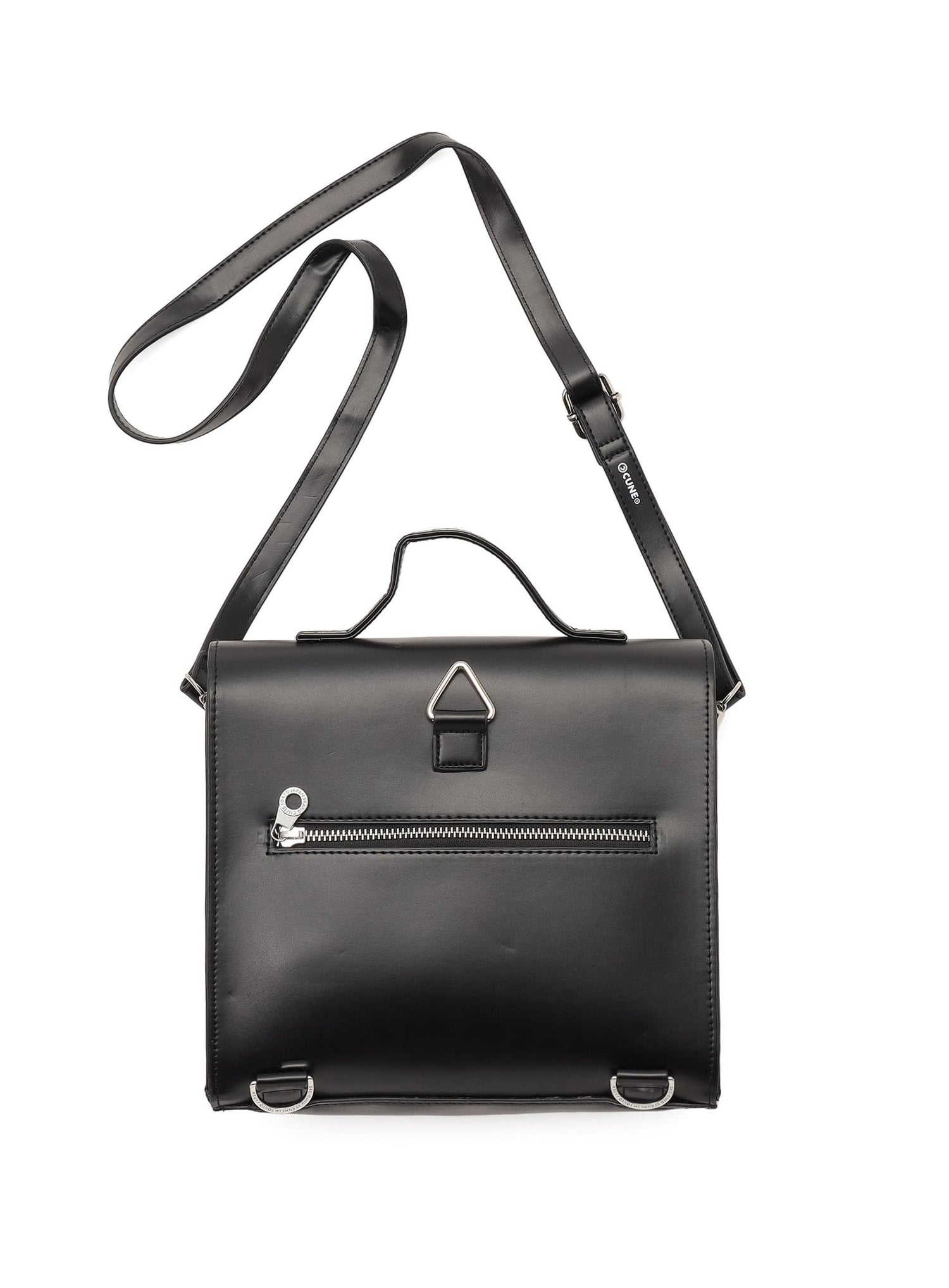 合皮の四角いフラップバッグ S