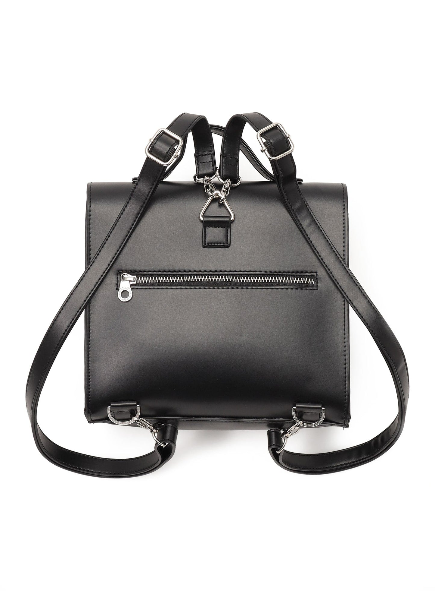 合皮の四角いフラップバッグ S