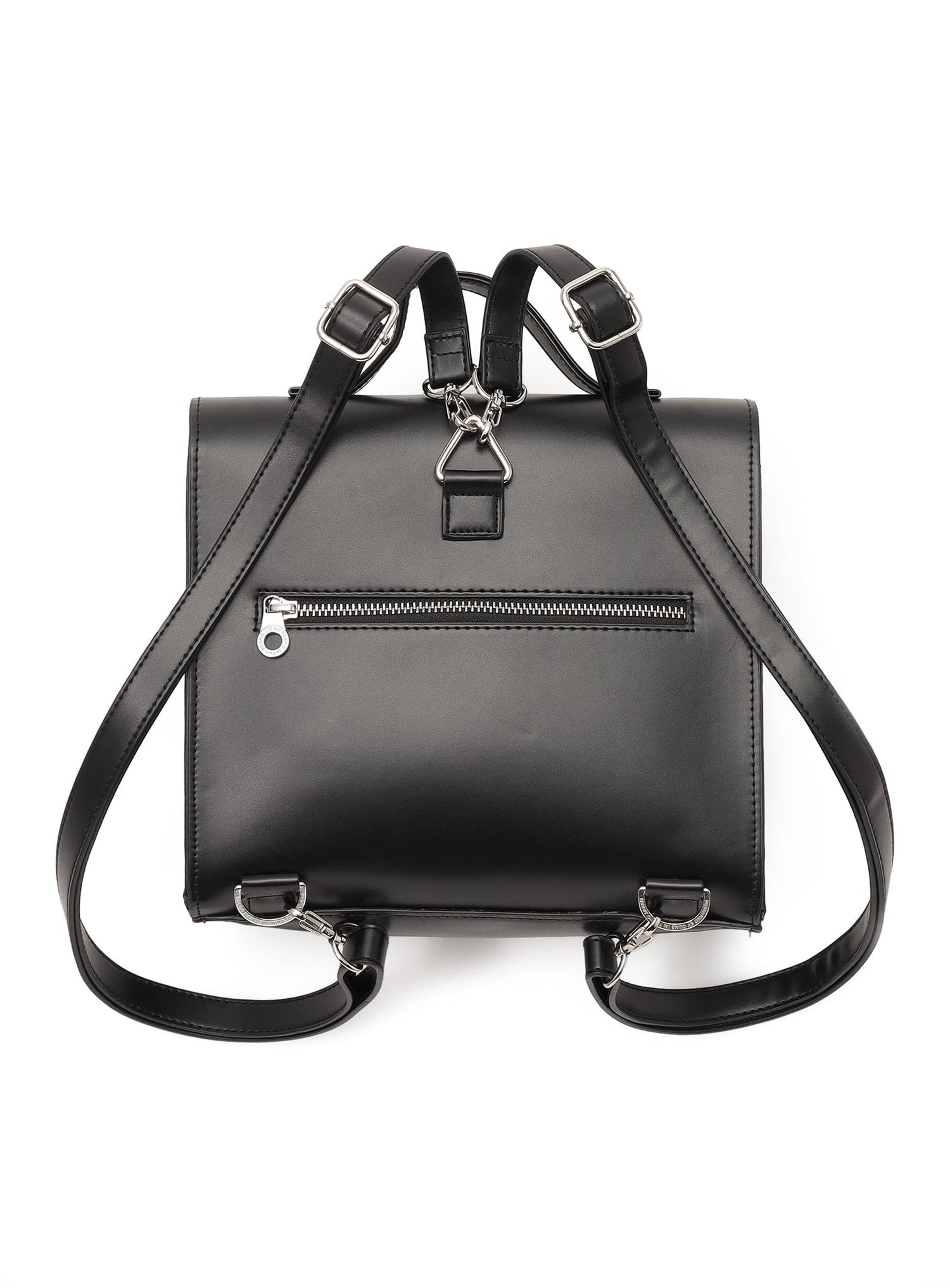 合皮の四角いフラップバッグ S