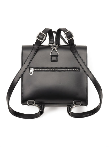 合皮の四角いフラップバッグ S