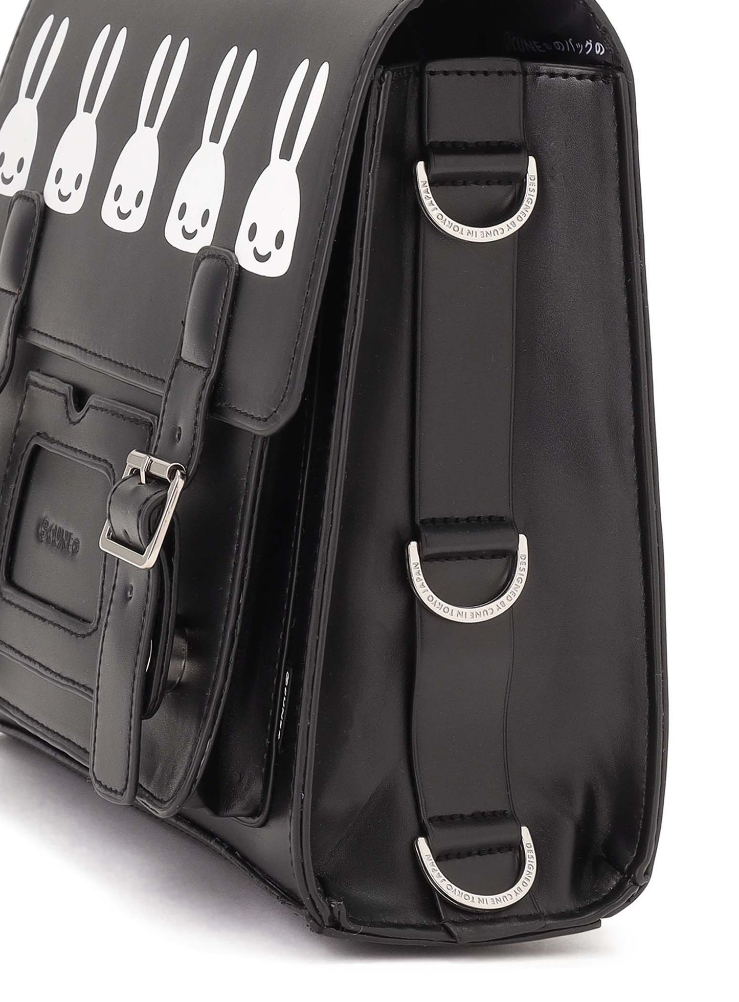 合皮の四角いフラップバッグ S