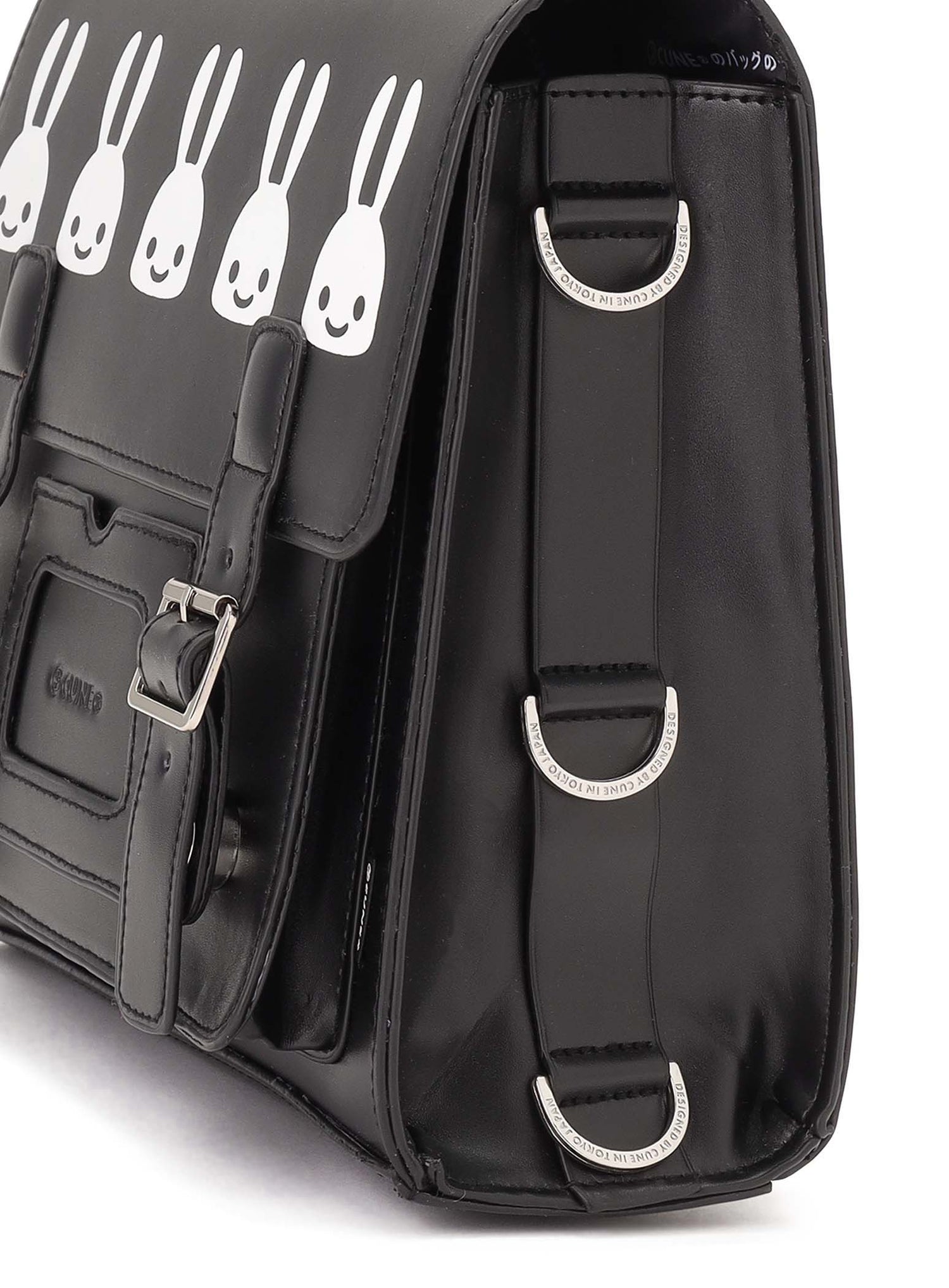 合皮の四角いフラップバッグ S