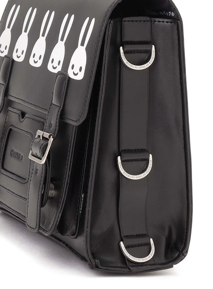 合皮の四角いフラップバッグ S