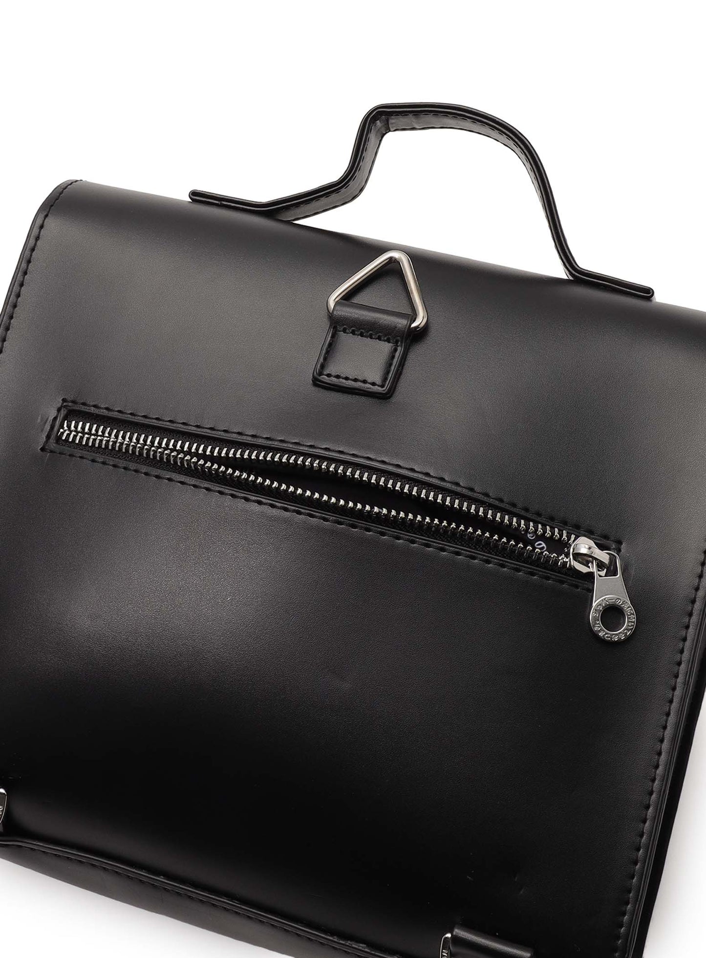 合皮の四角いフラップバッグ S