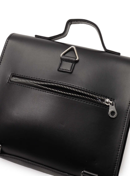 合皮の四角いフラップバッグ S