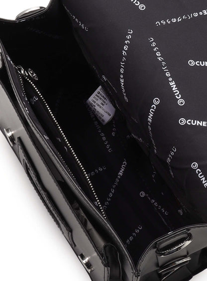 合皮の四角いフラップバッグ S