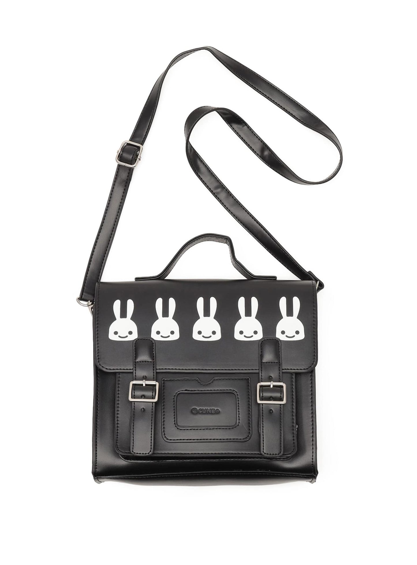 合皮の四角いフラップバッグ S