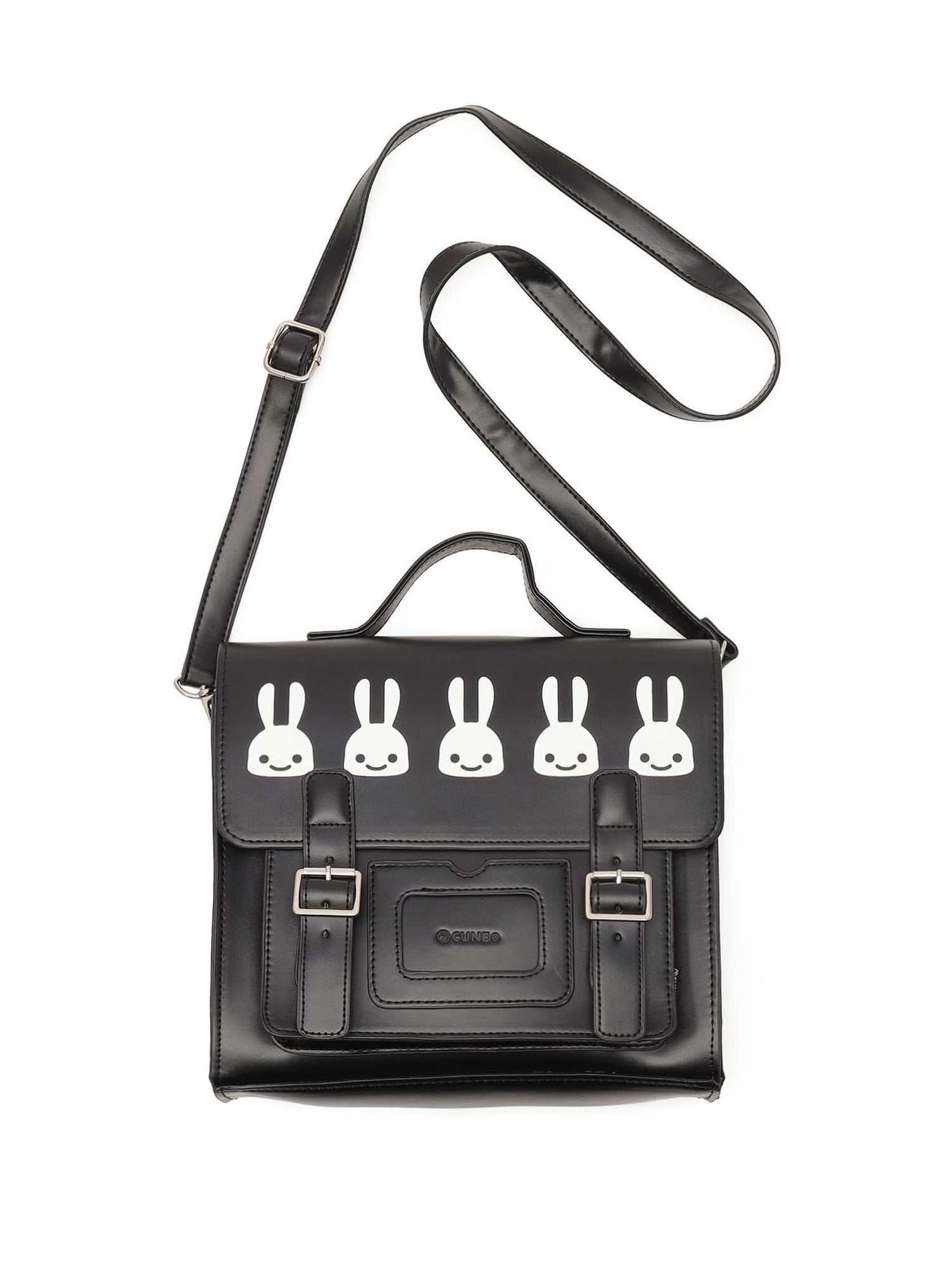 合皮の四角いフラップバッグ S