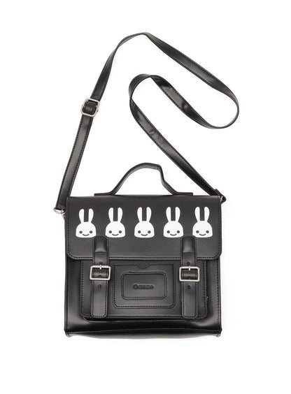 合皮の四角いフラップバッグ S