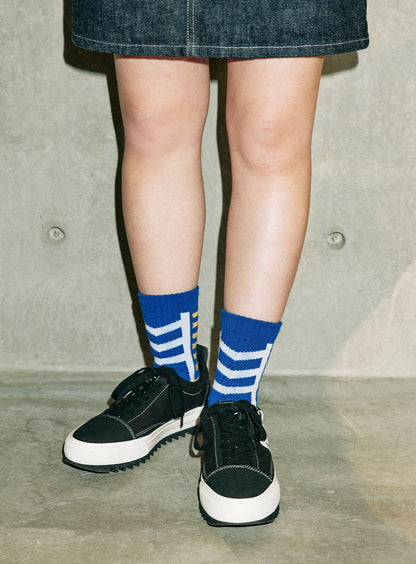 CUNEショートソックス アキレスボーダー