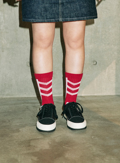 CUNEショートソックス アキレスボーダー