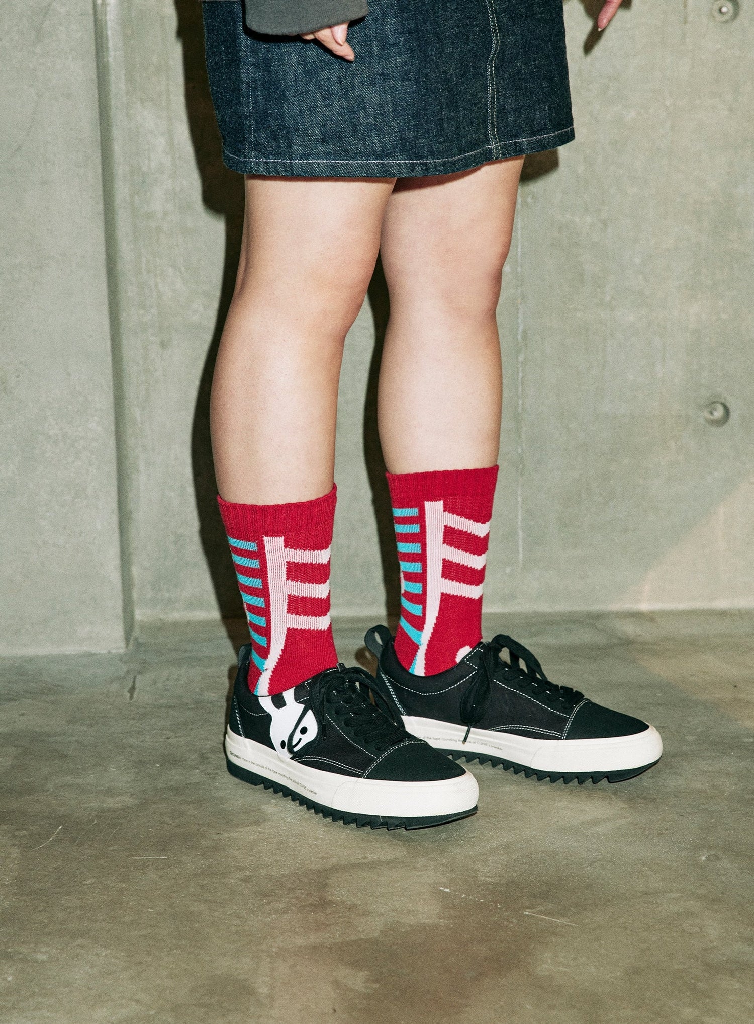 CUNEショートソックス アキレスボーダー