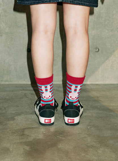 CUNEショートソックス アキレスボーダー