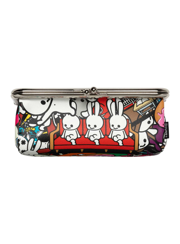 うさちゃんいっぱいがま口ミラー付きポーチ