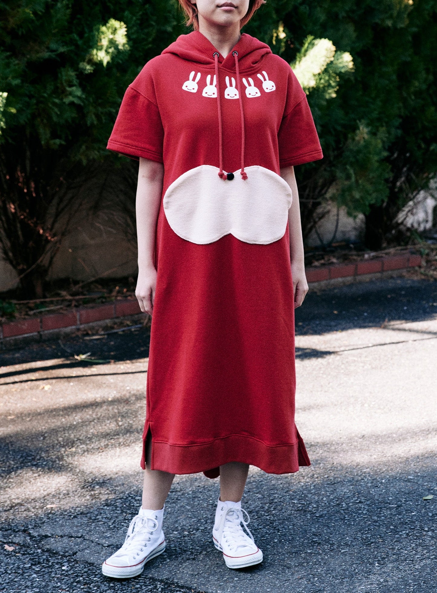 耳付きフグフグポケットパーカーワンピース