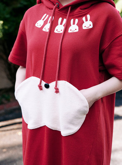 耳付きフグフグポケットパーカーワンピース