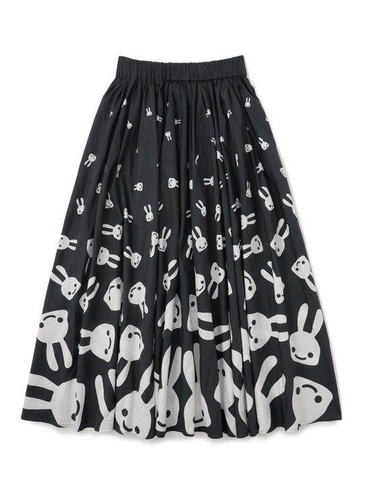 ロングギャザースカート 降り積もるウサギ