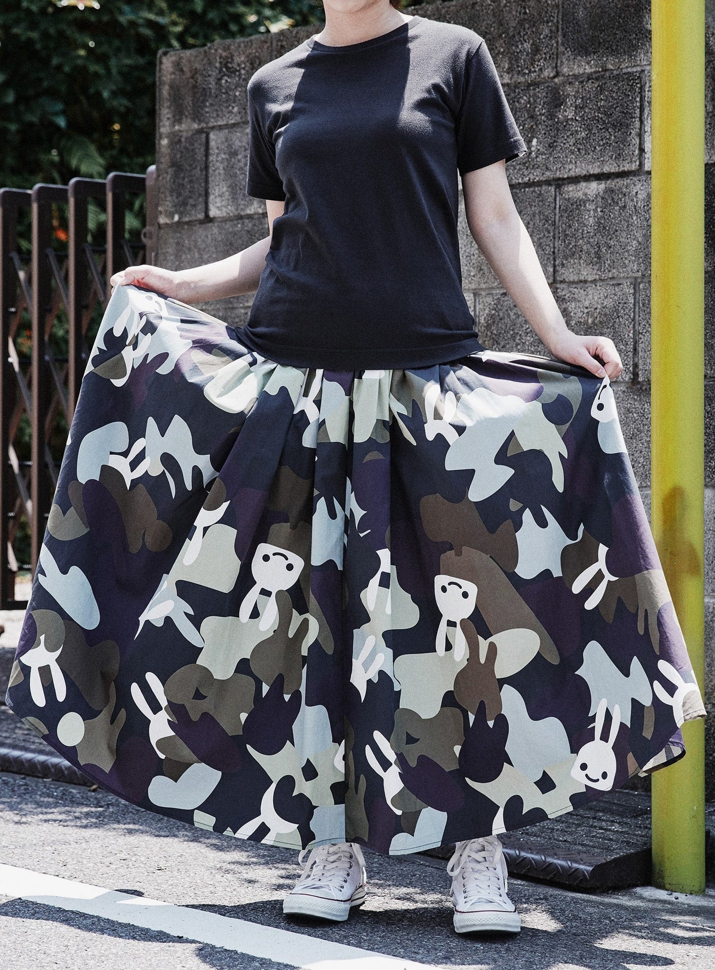 ロングギャザースカート 沼CAMO