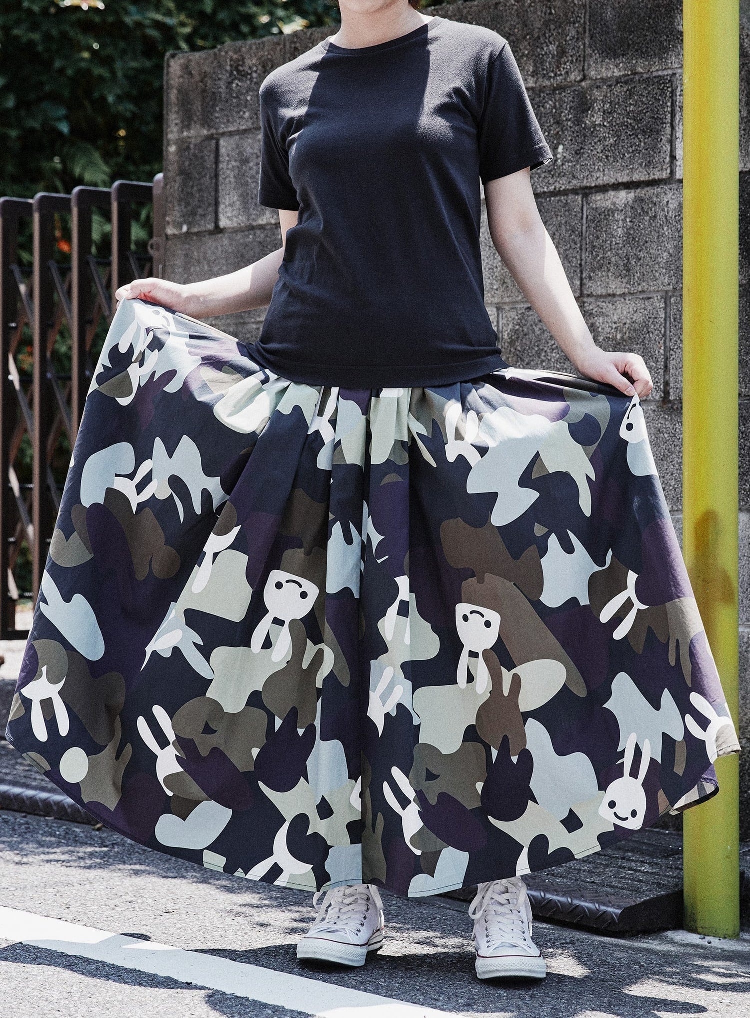 ロングギャザースカート 沼CAMO
