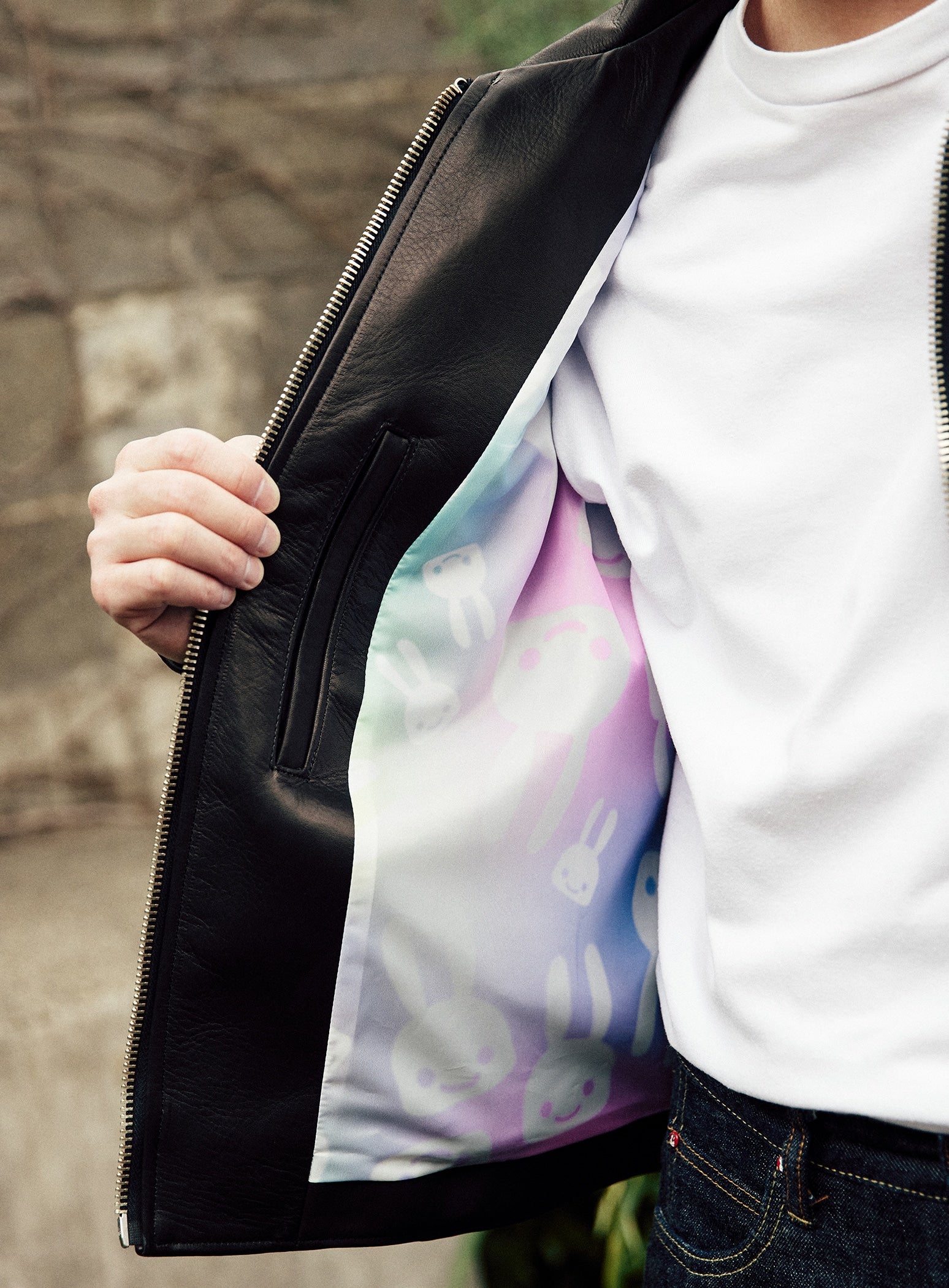 カウレザーの二RIDERS JACKET 白ウサギ – CUNE