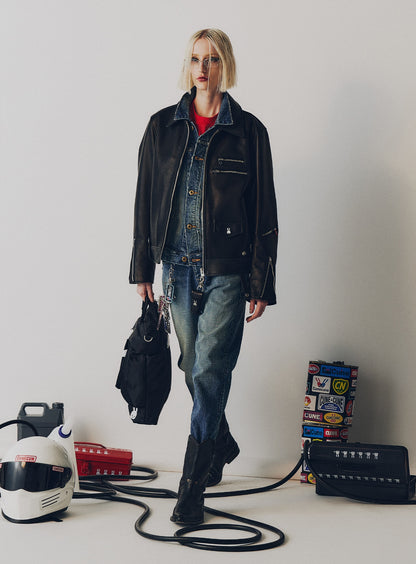 カウレザーの二RIDERS JACKET 白ウサギ