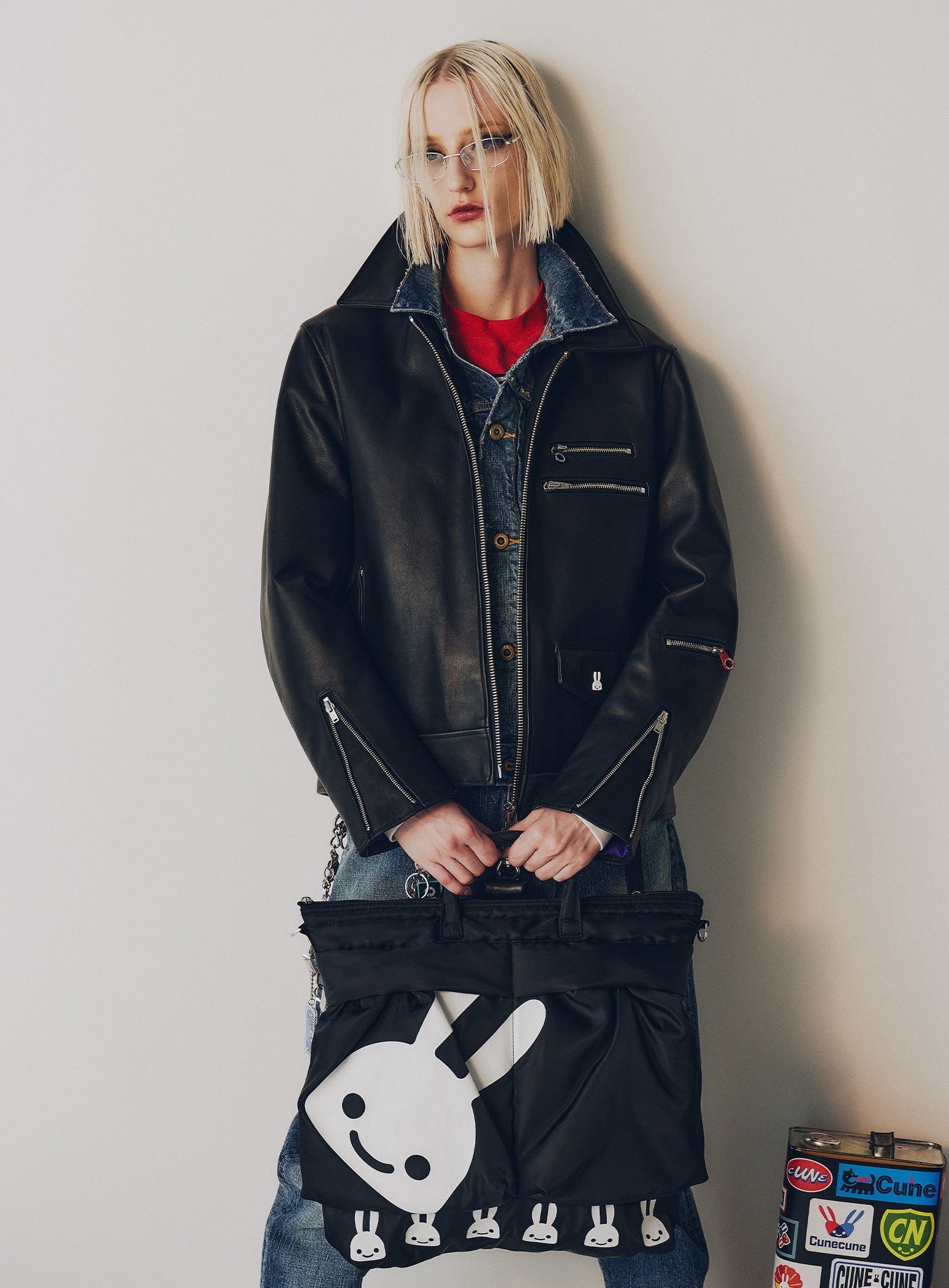 カウレザーの二RIDERS JACKET 白ウサギ – CUNE
