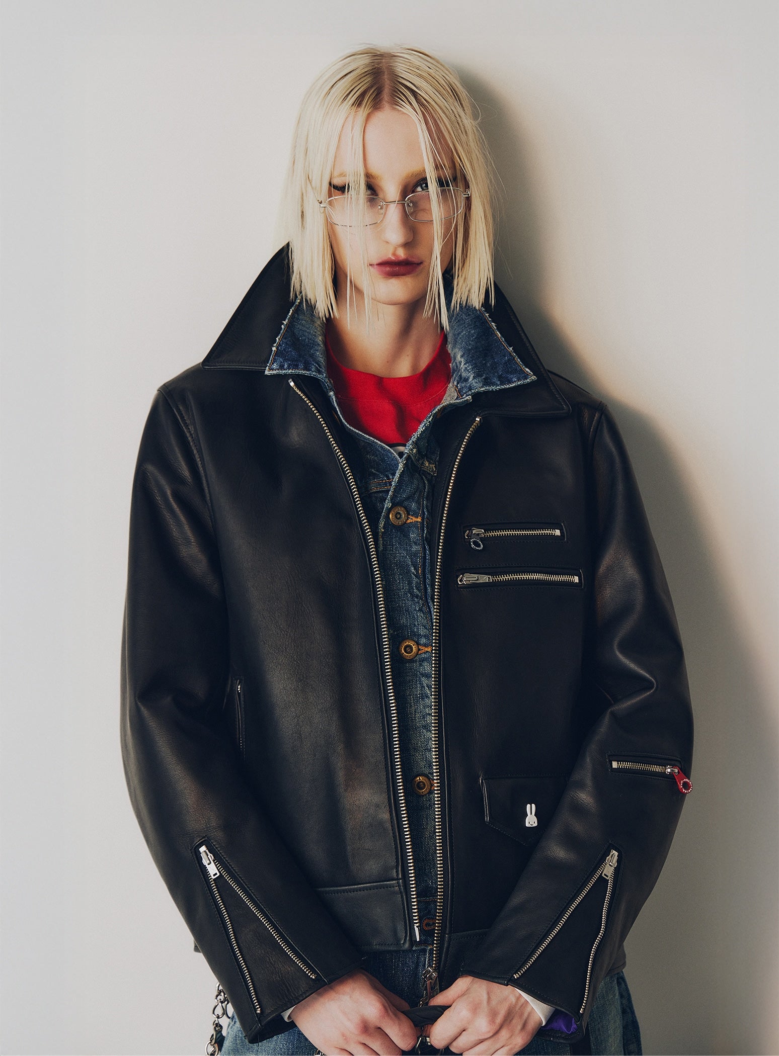 カウレザーの二RIDERS JACKET 白ウサギ – CUNE