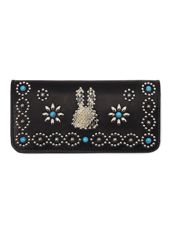 STUDS LONG LEATHER WALLET FLOWER