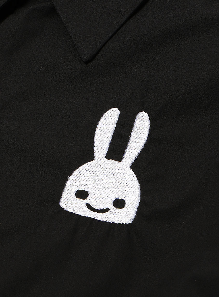 骨刺繍の開襟シャツ