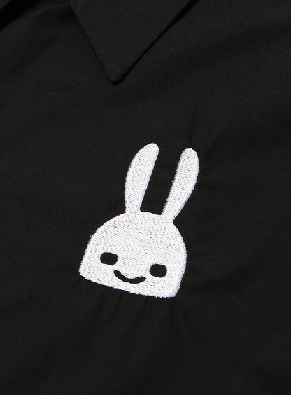 骨刺繍の開襟シャツ