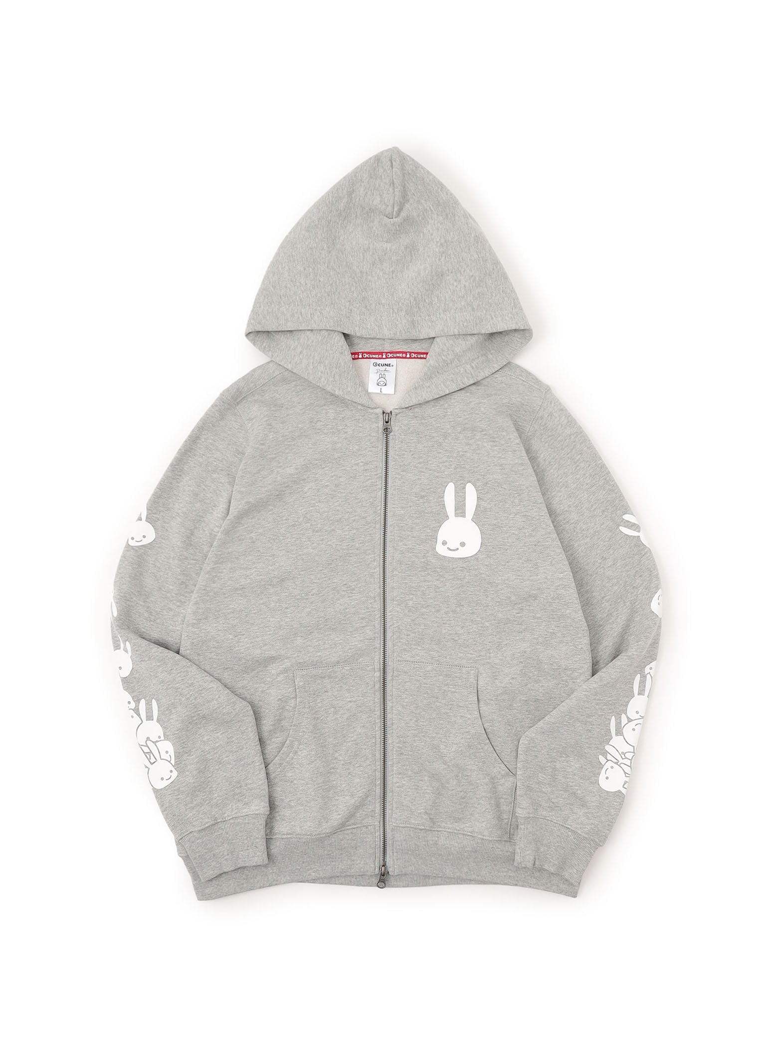 マユミ CUNE ウサギプリント グレー パーカー 3 ゆったり CUNE ZIP PARKA 外2