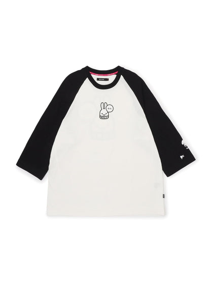 犬と人 人のラグランTシャツ わん