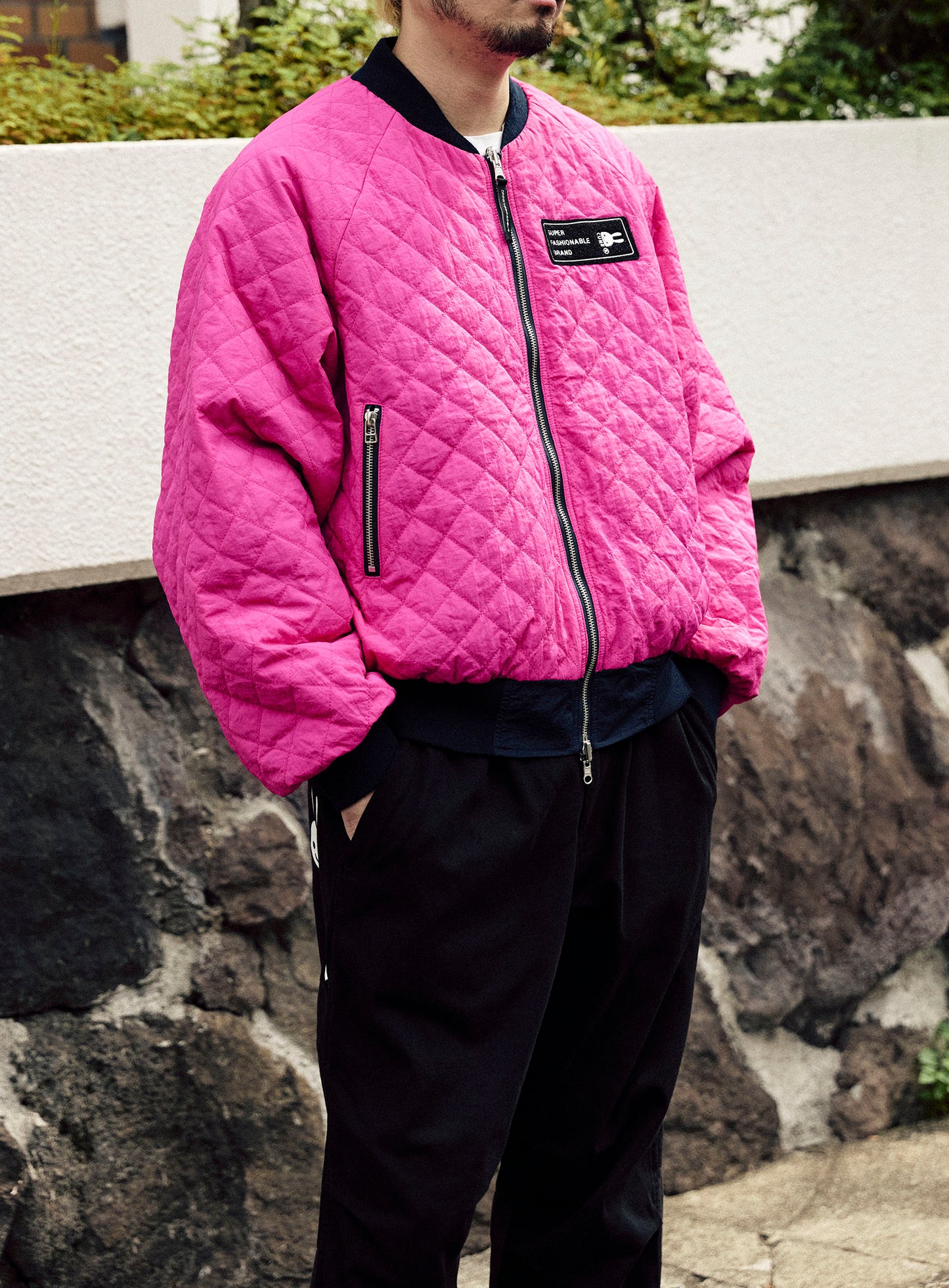リバーシブルキルティングブルゾン