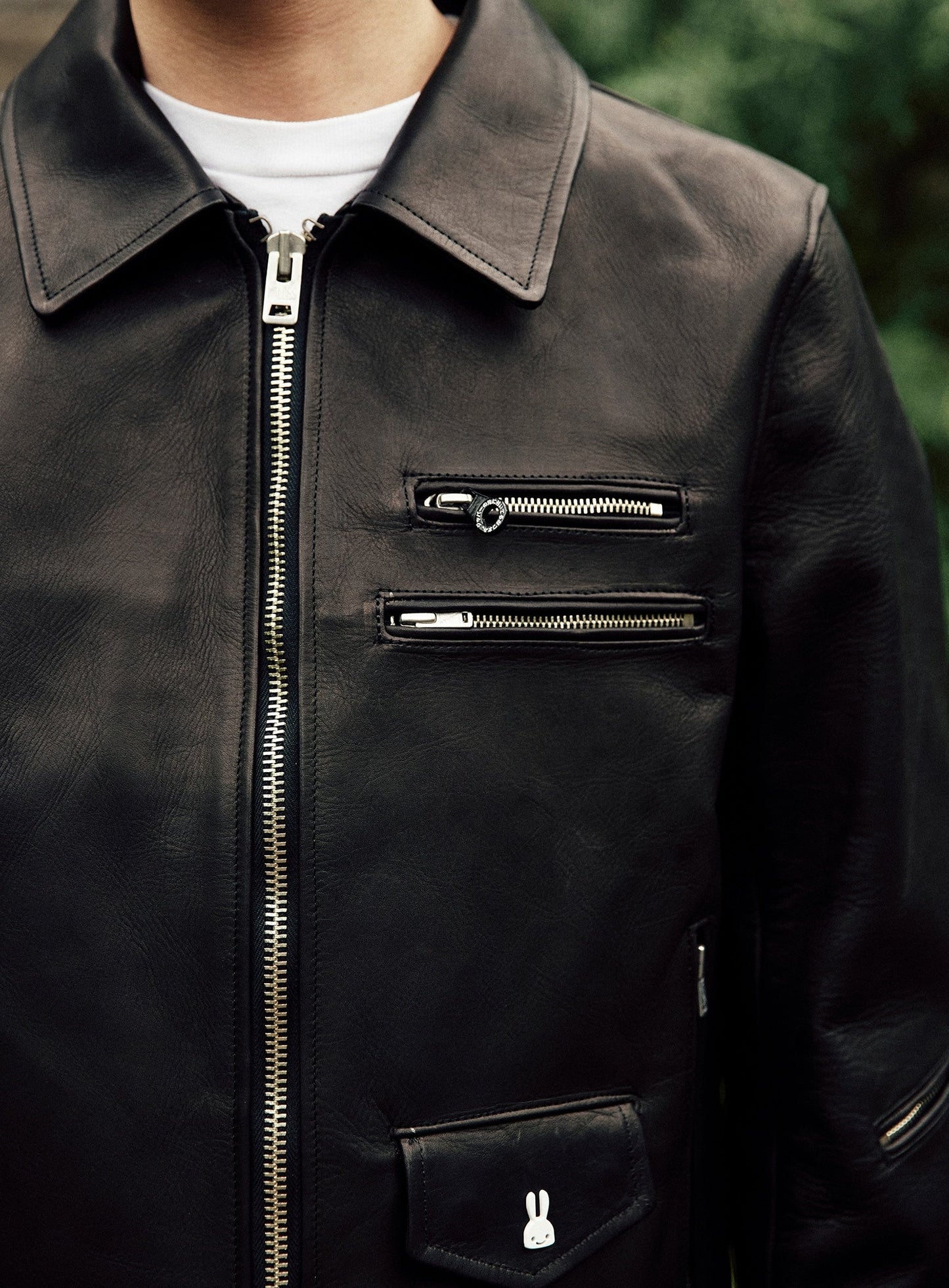 カウレザーの二RIDERS JACKET 白ウサギ