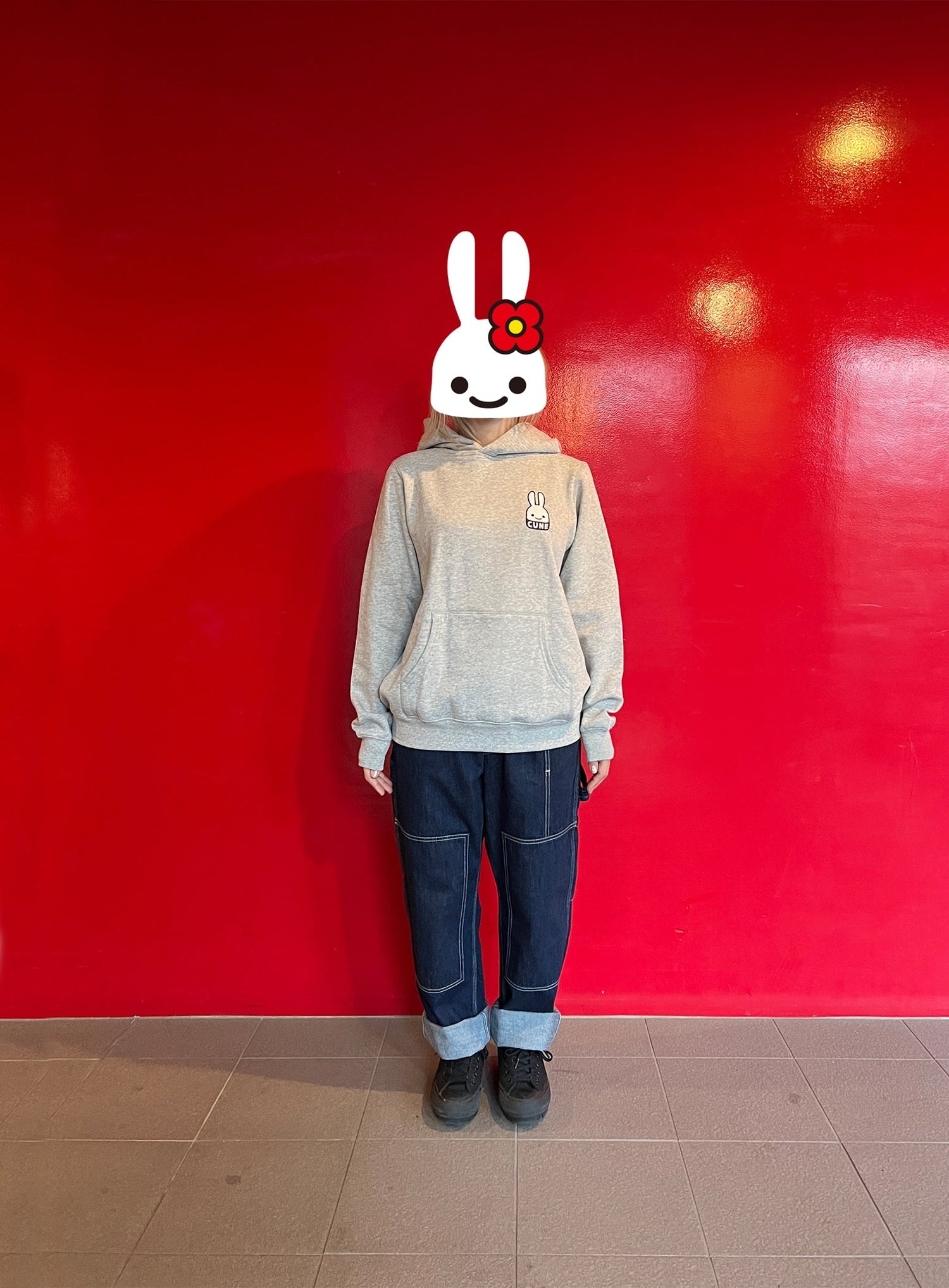 デニムのゴムペインターパンツ