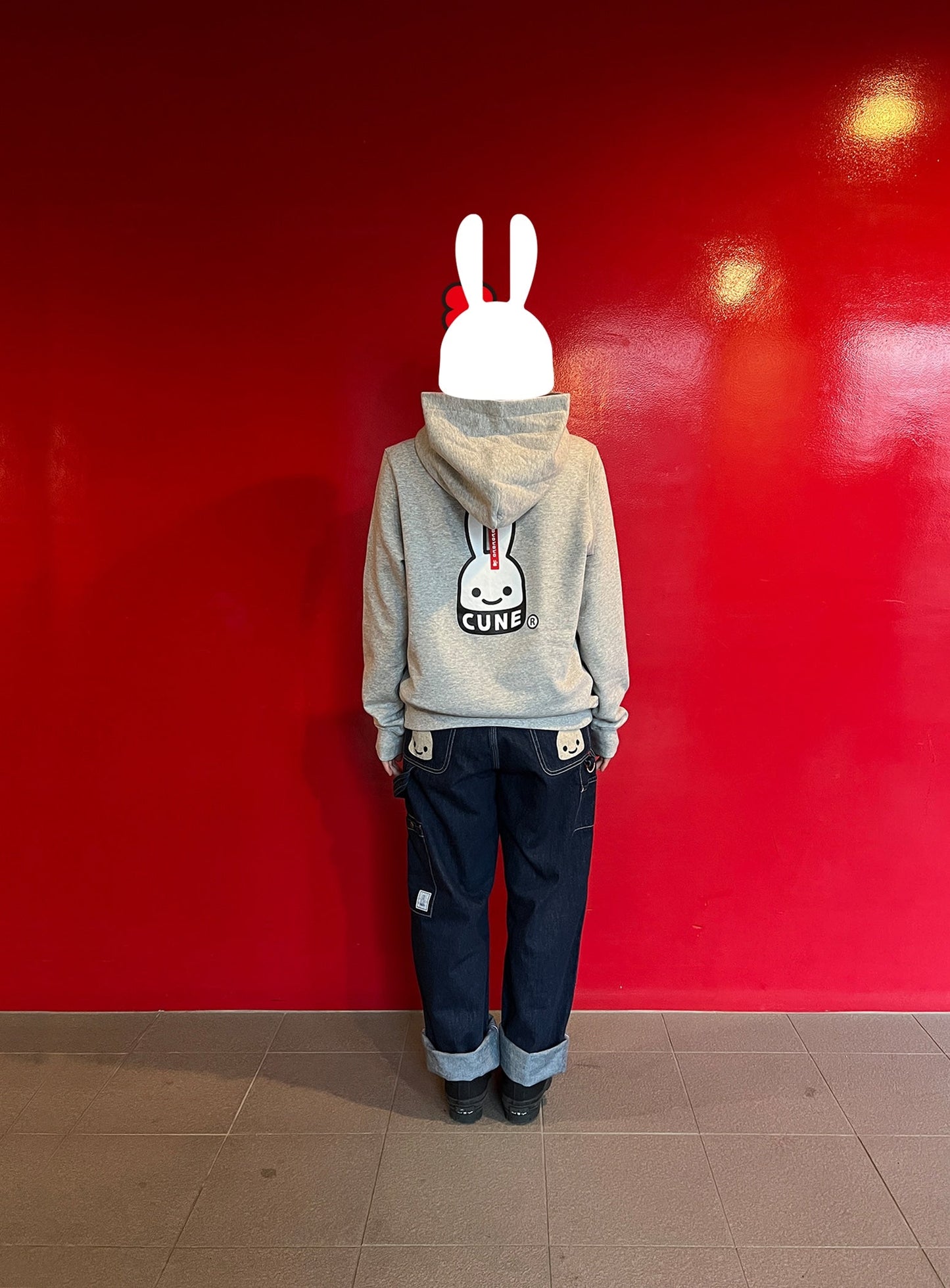 デニムのゴムペインターパンツ