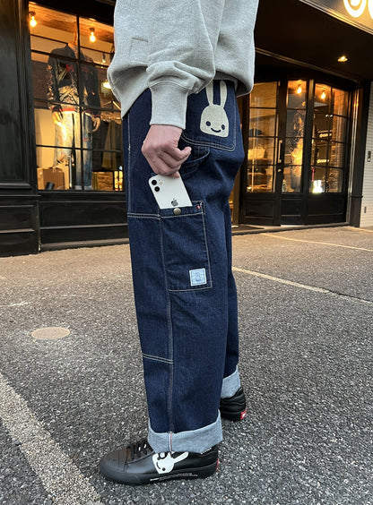 デニムのゴムペインターパンツ