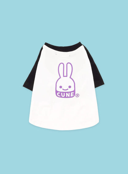 犬と人 犬のラグランTシャツ CUNEウサギ